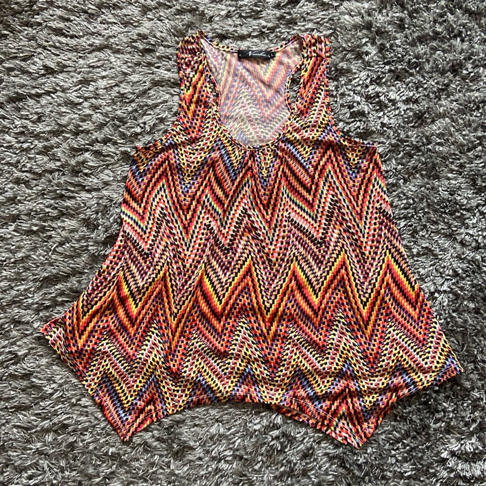 Neesha Size L multi colored racer back tank